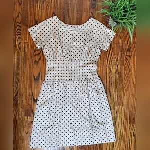 NORMAN NORELL VINTANGE 60'S Polka Dot Cream & Black Short Sleeve Size S/M